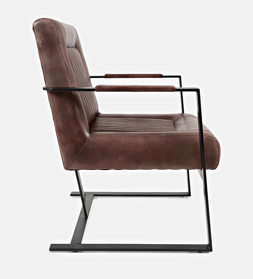 Wayne Leather and Steel Accent Chair