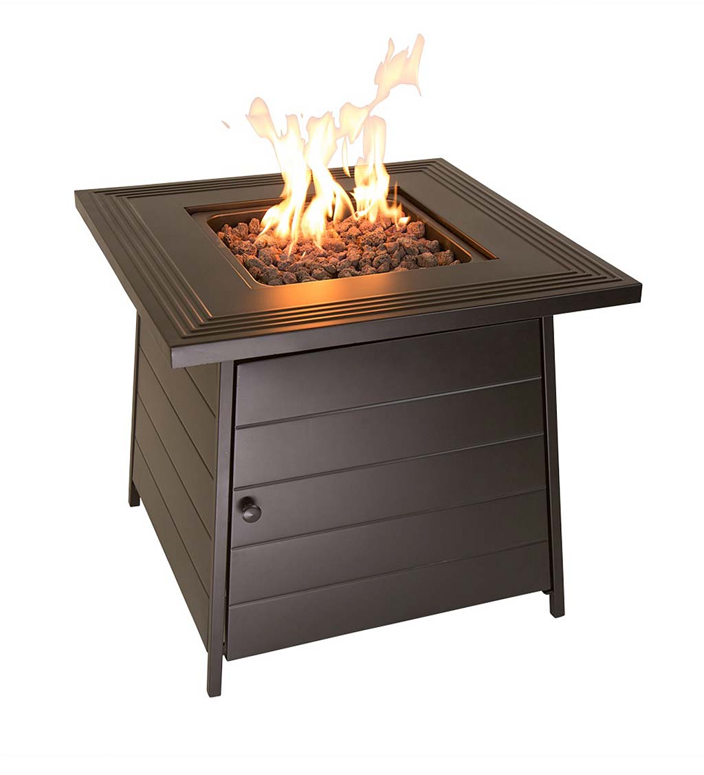 Cason Outdoor LP Gas Fire Pit with Steel Mantel, 28"