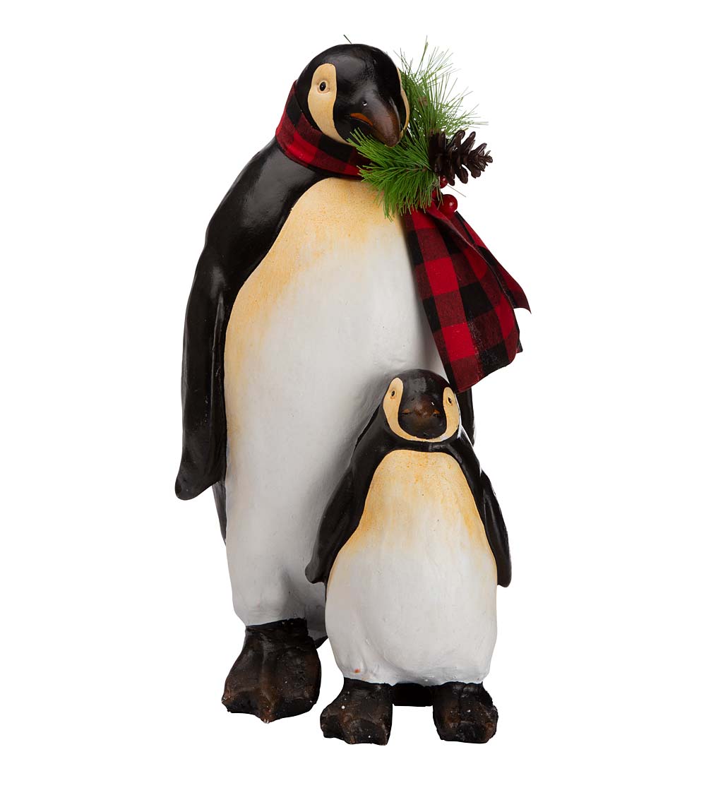 Mother and Baby Penguin Holiday Statue