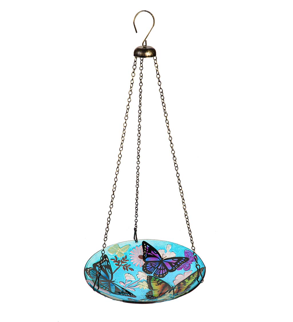 Pollinator-Style Hanging Glass Birdbath