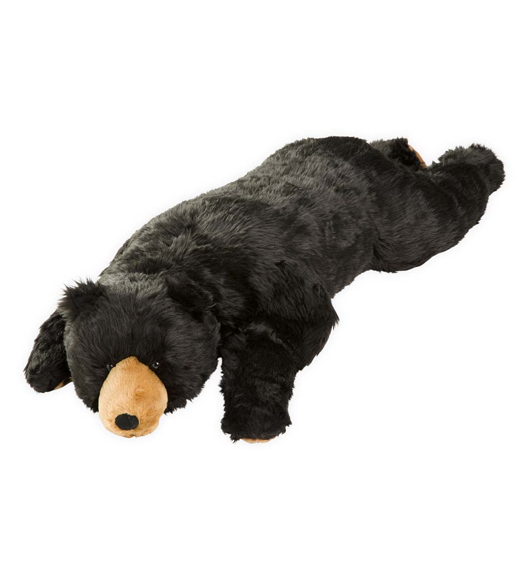 Black Bear Plush Cuddle Animal Body Pillow - Black | PlowHearth