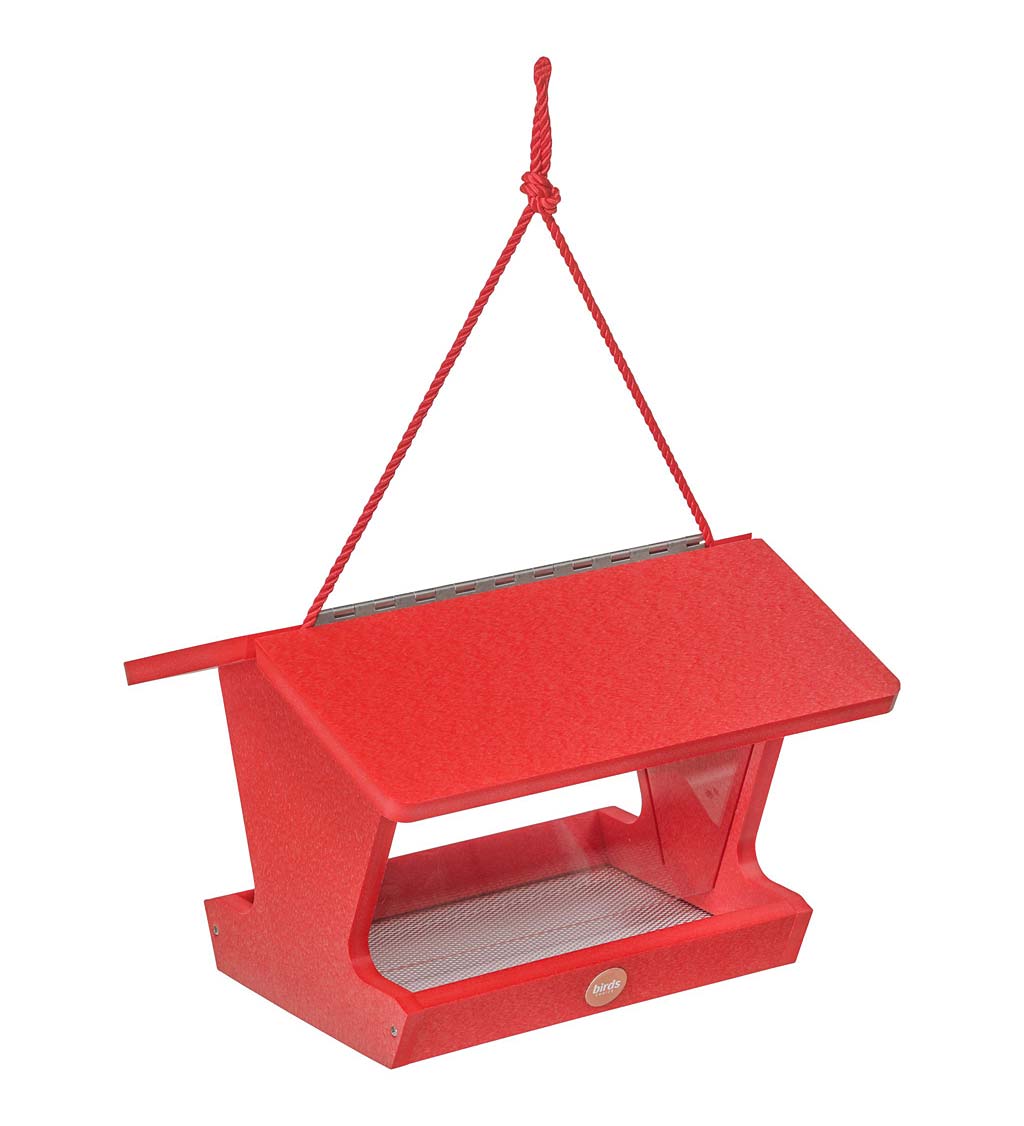 Colored Recycled Poly-Lumber Hopper-Style Bird Feeder