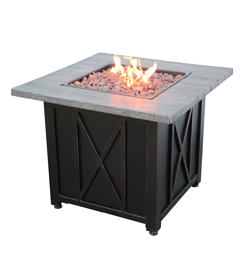 Delwood Outdoor Propane Gas Fire Pit with Resin Mantel