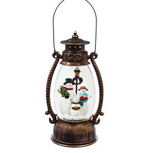 Snowman LED Lantern with Spinning Action Table Decor