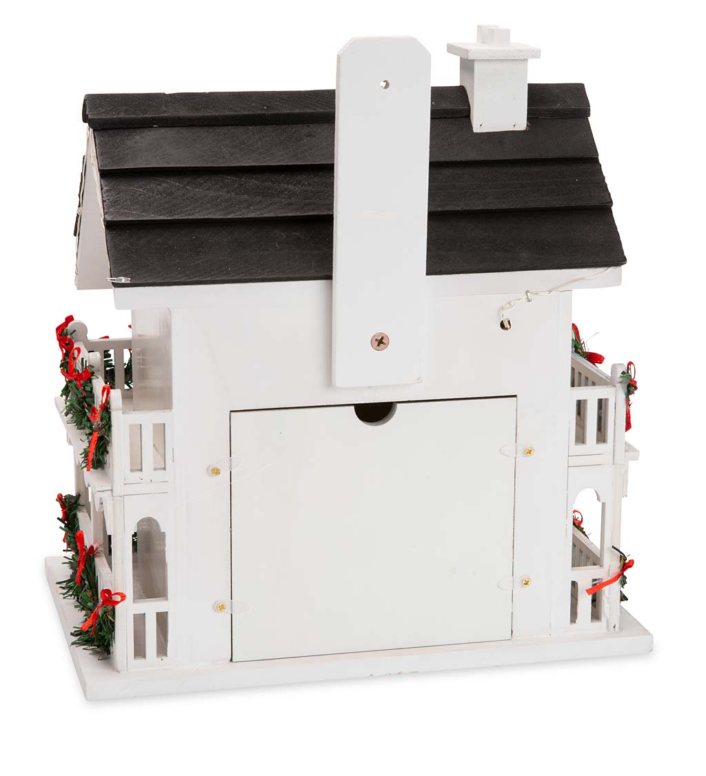 Lighted Holiday Colonial Cottage Birdhouse