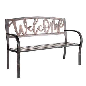 Welcome Metal Garden Bench