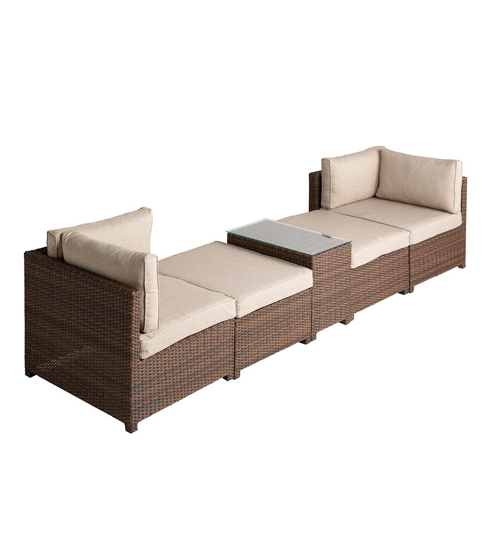 Convertible Outdoor Wicker Lounger Seating Set with Cushions