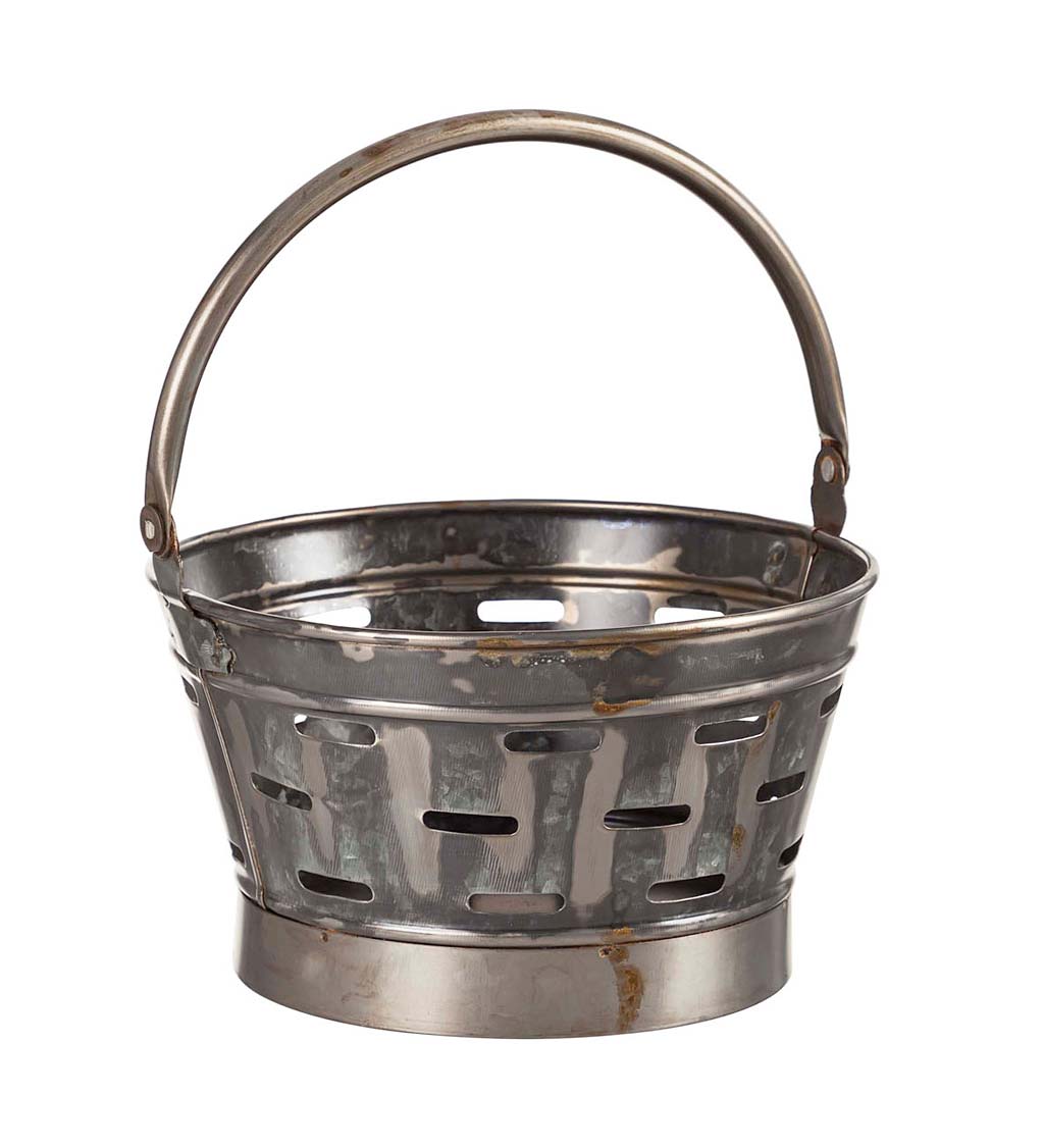 Vintage Olive Bucket Styled Basket, Set of 2