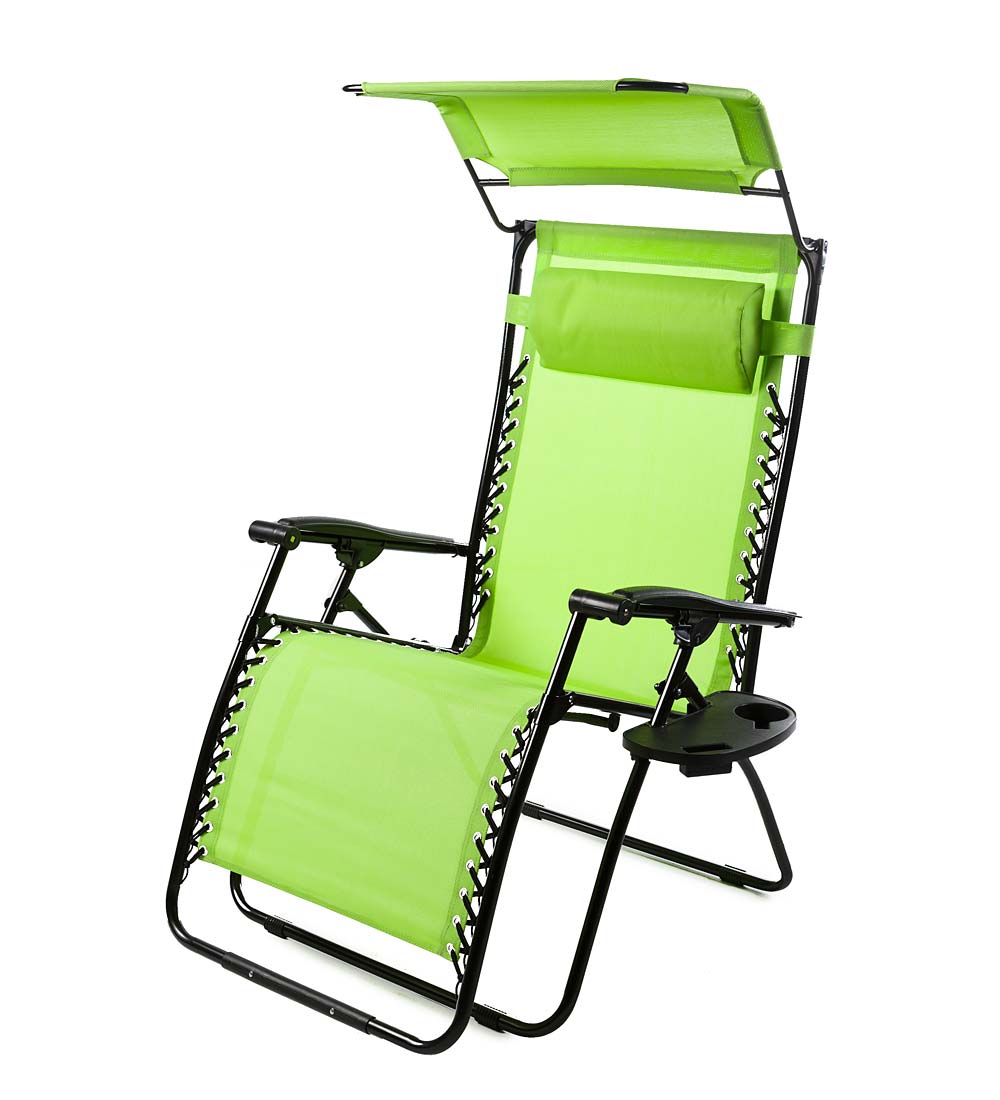 Deluxe Zero Gravity Chair With Awning, Table And Drink Holder