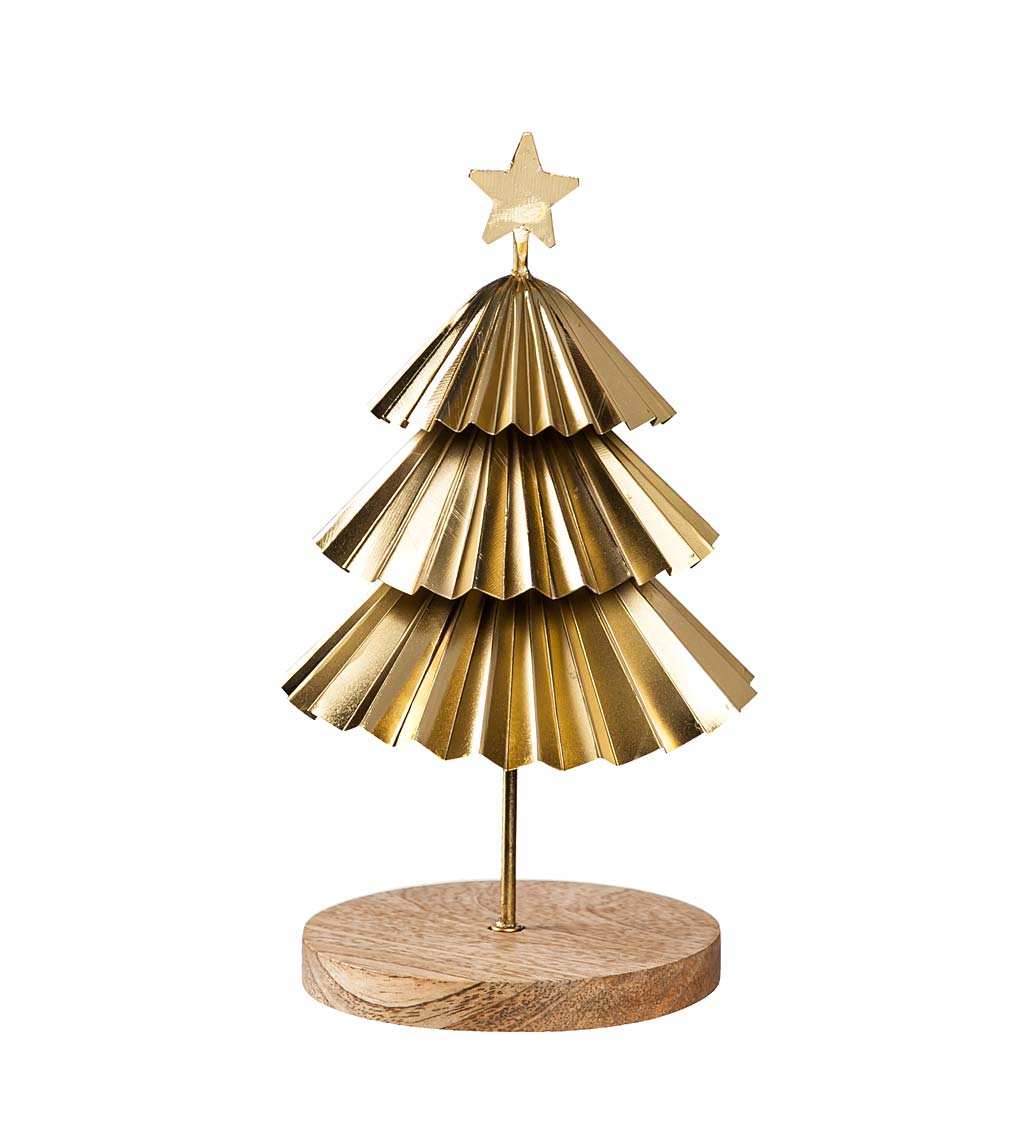 Gold Tiered Christmas Trees, Set of 2