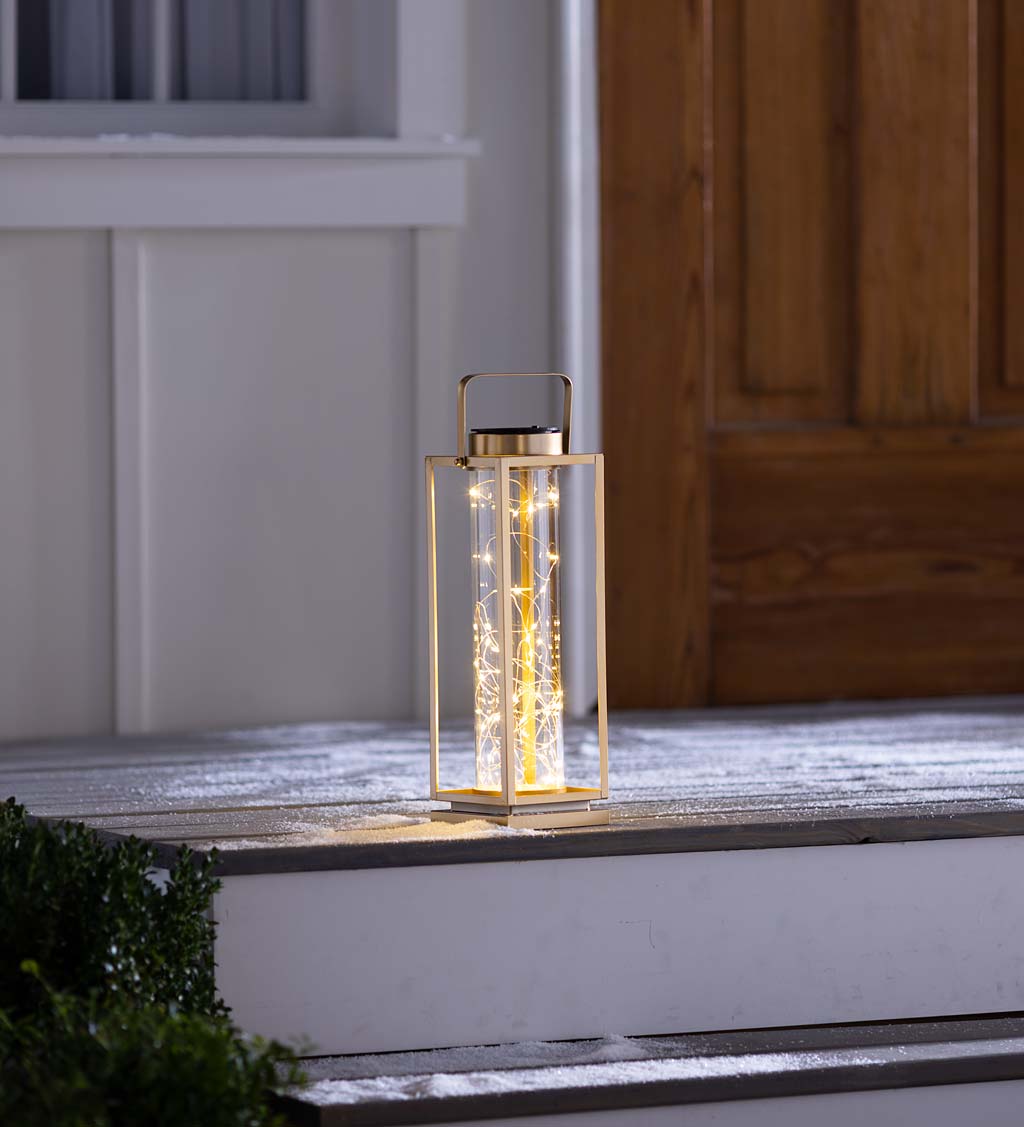 Gold Firefly Solar Lantern with String Lights