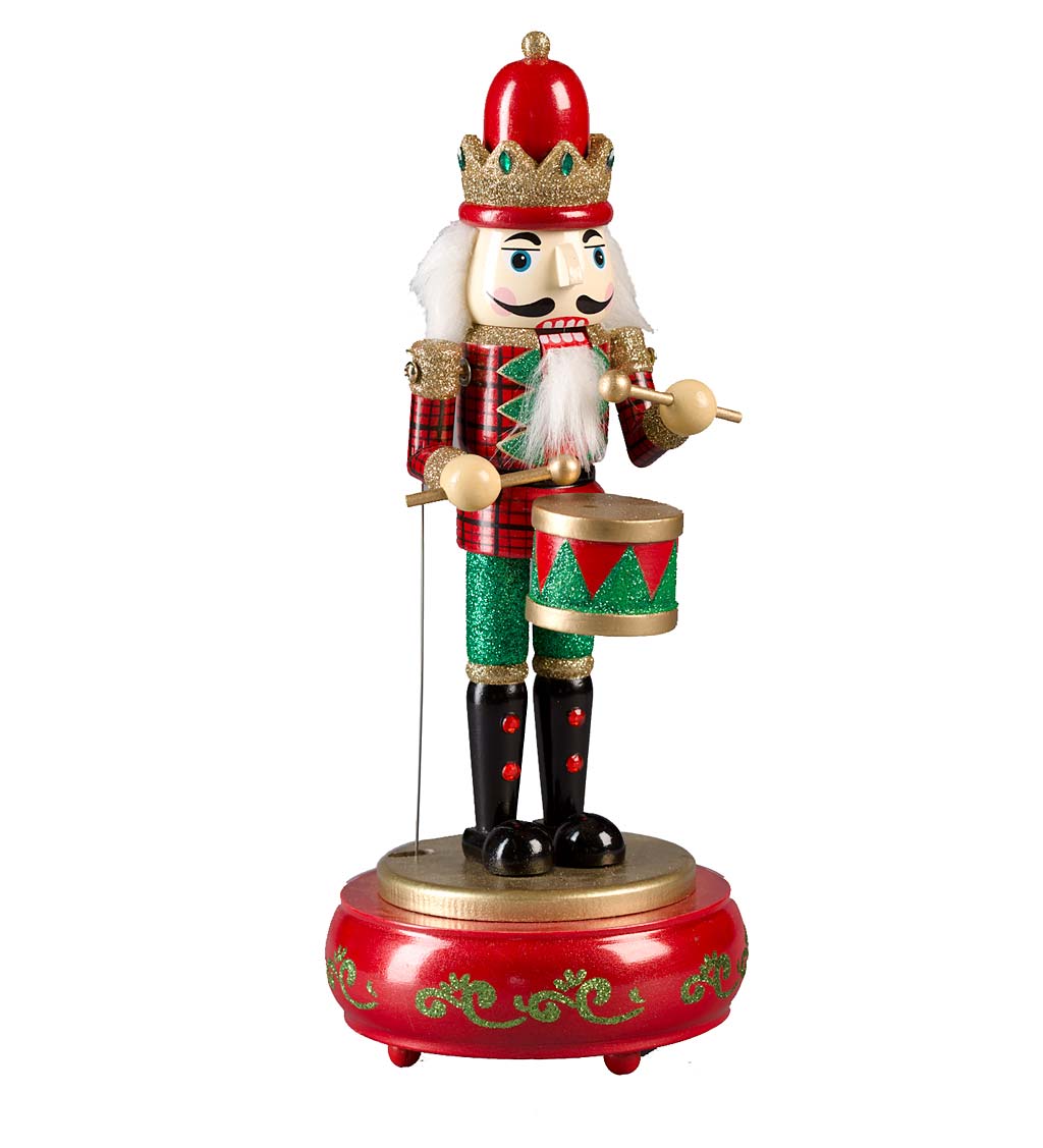 Musical Animated Wooden Nutcracker Statue