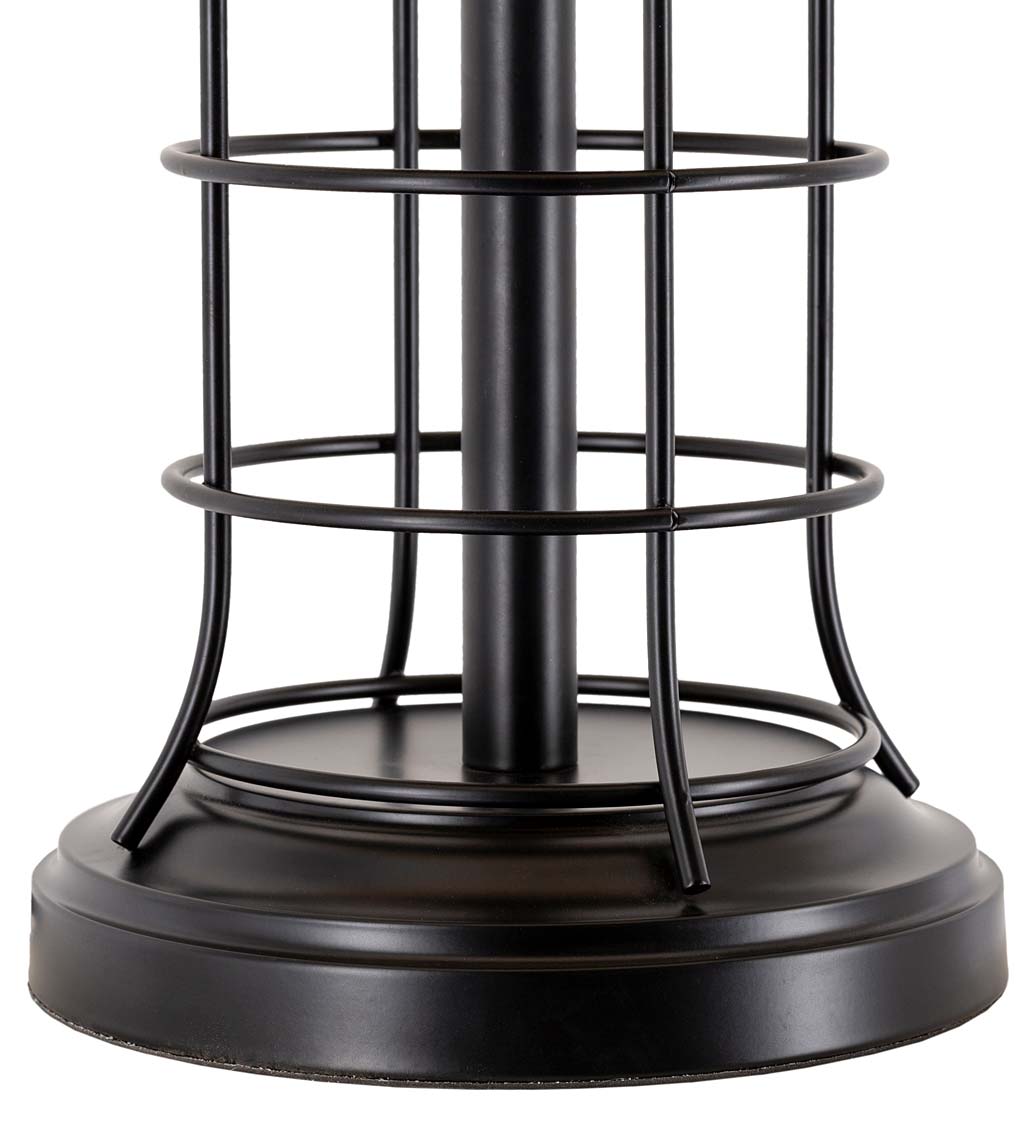 Weatherproof Outdoor 3-Ring Table Lamp with Linen Shade