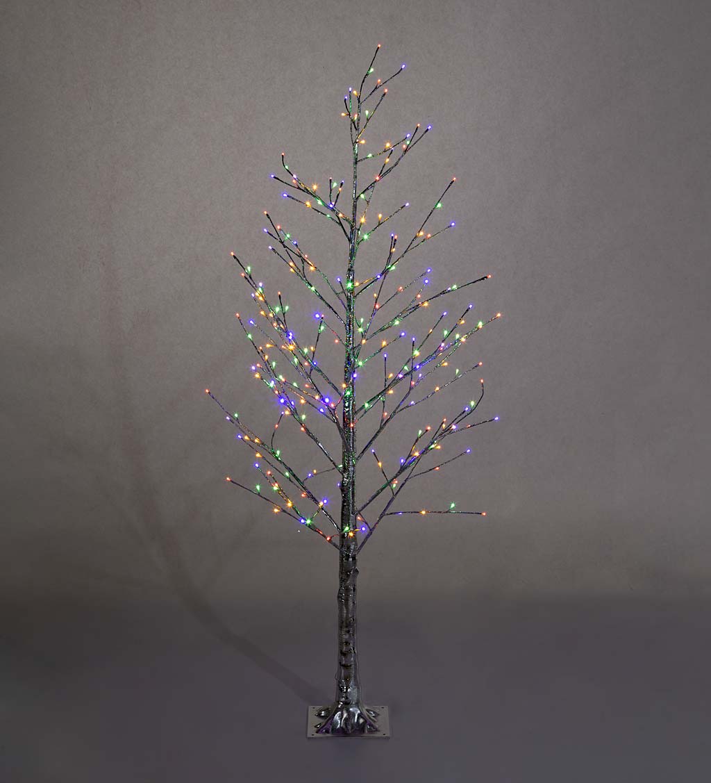 6'H Indoor/Outdoor Silver Metallic Tree with 256 Lights