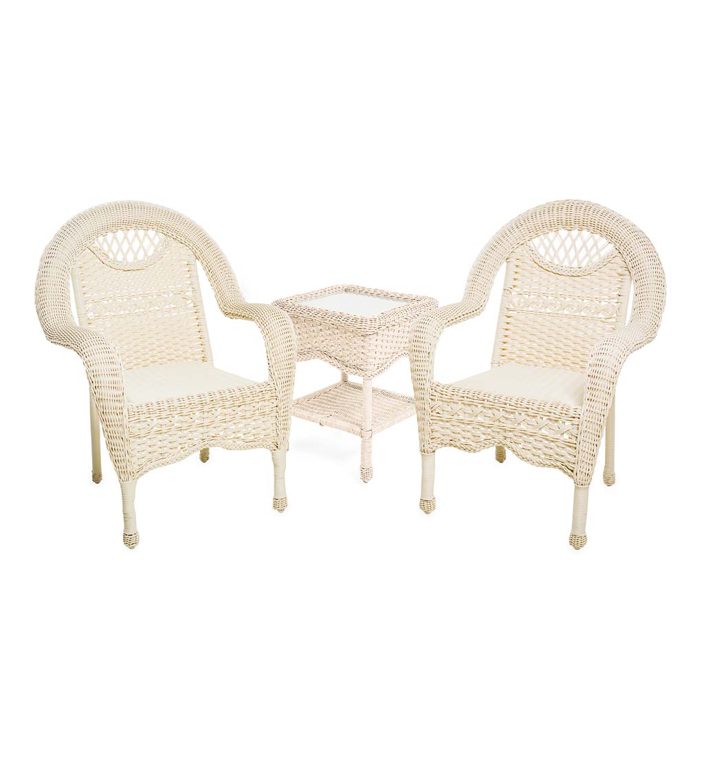Prospect Hill Wicker Set of Two Chairs and End Table