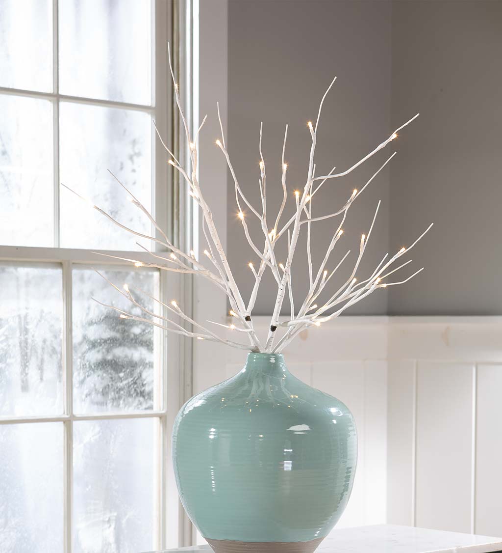 Birch Twig Branches with Dual-Function Lights, Set of 2