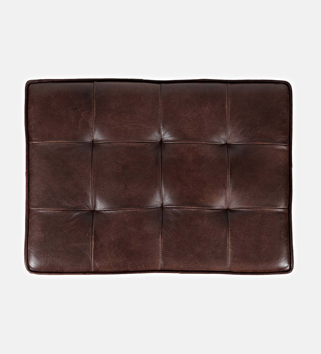 Henry Leather and Steel Ottoman