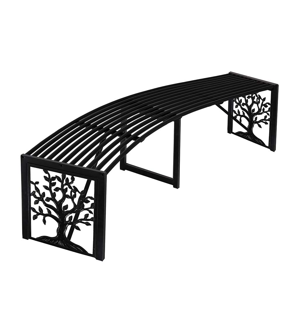 Metal Tree of Life Backless Curved Garden Bench