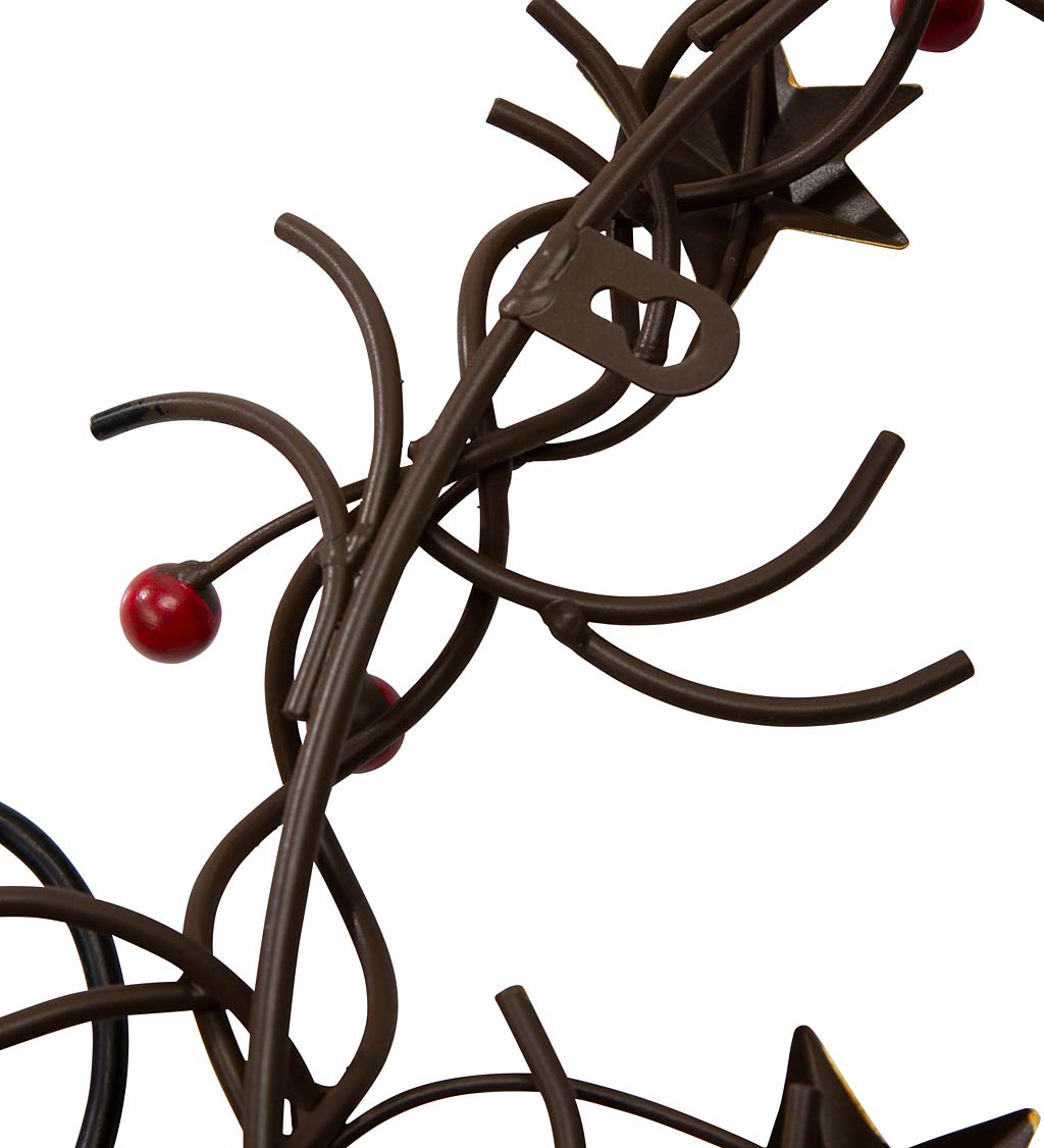 Metal Holiday Wreath with Trees and Stars