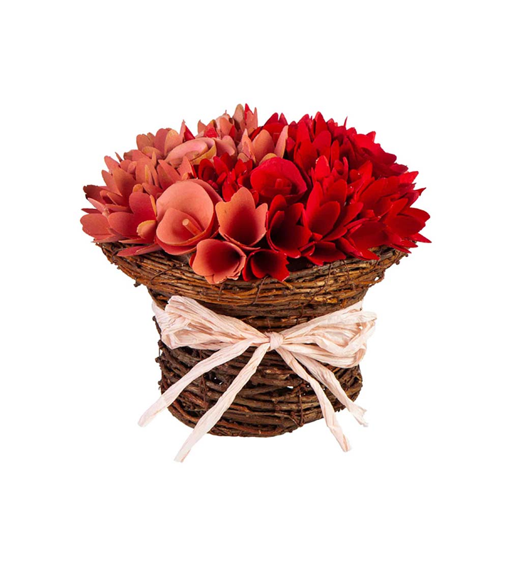 Ombre Floral Rattan Basket Table Décor