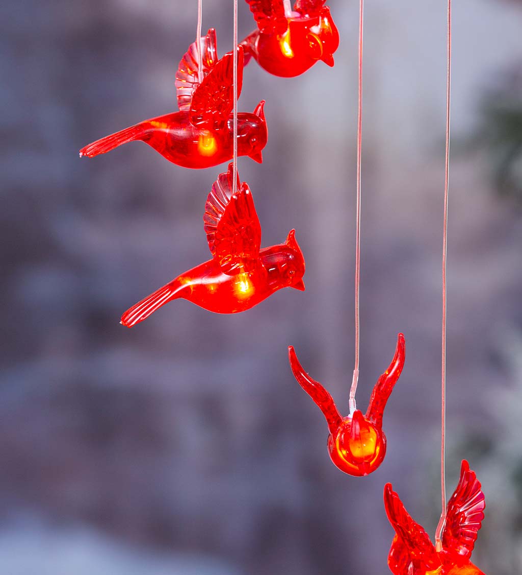 Lighted Solar Mobile With Cardinals