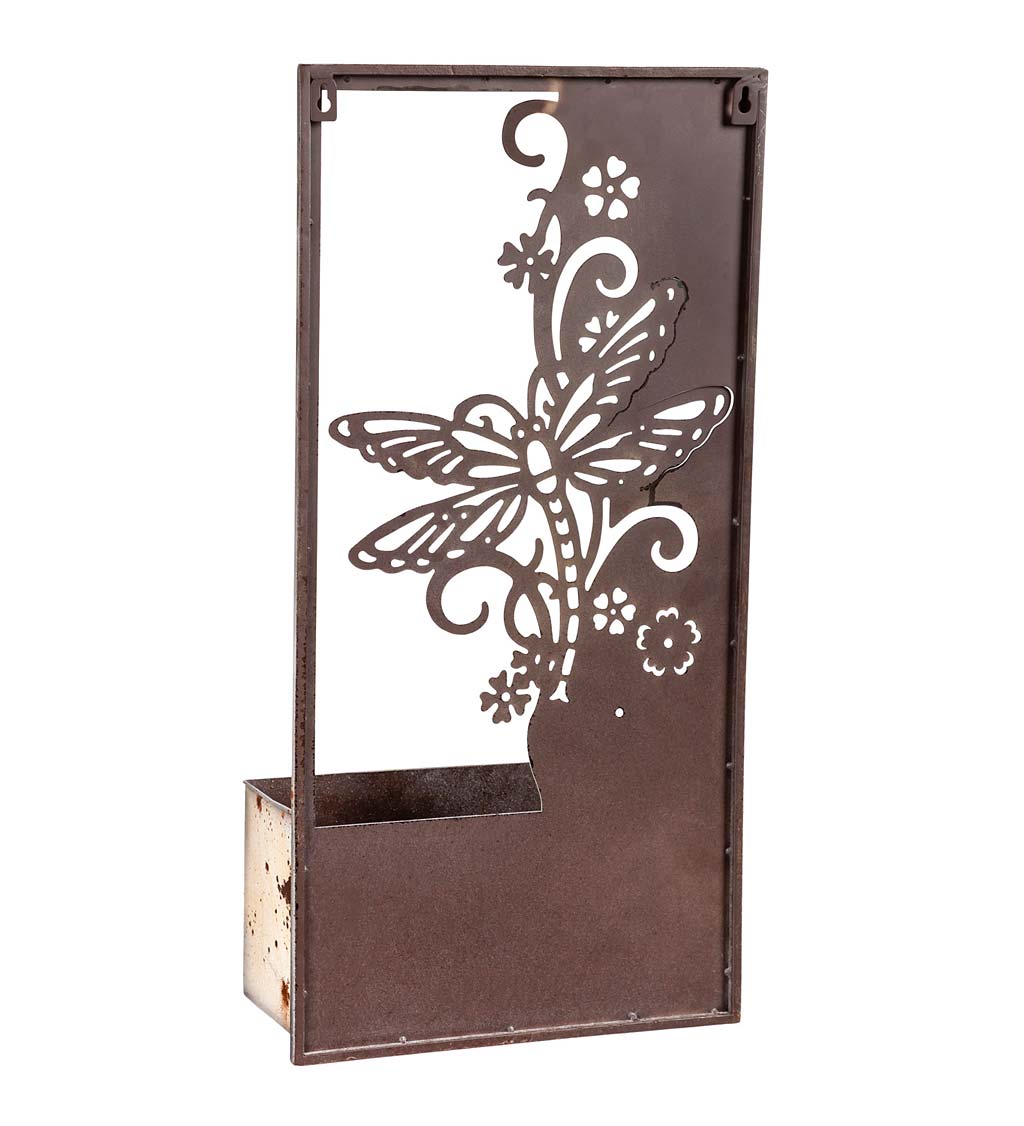 Painted Metal Dragonfly Plant Stand