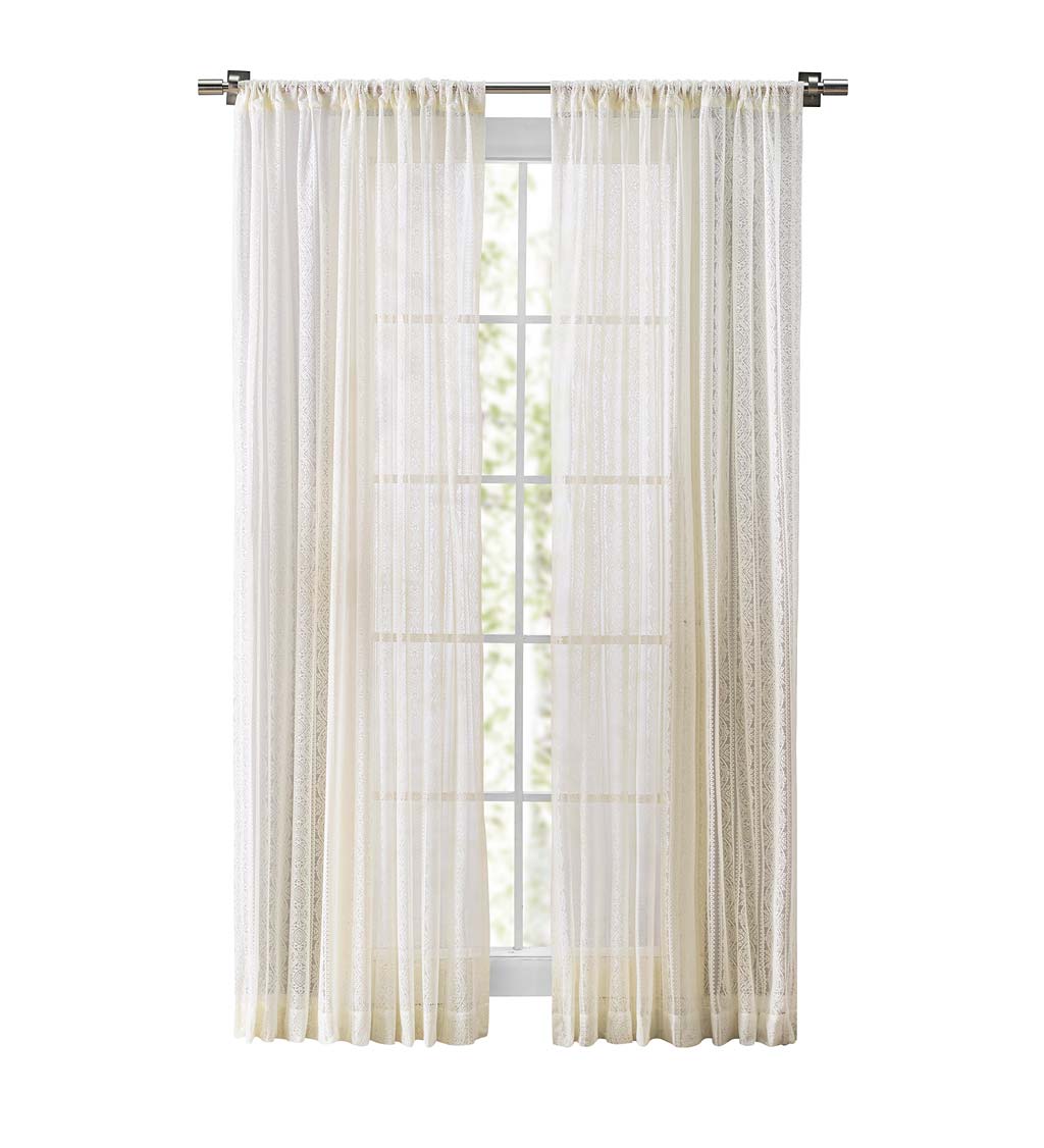 Medallion Stripe Lace Curtains, 63"L