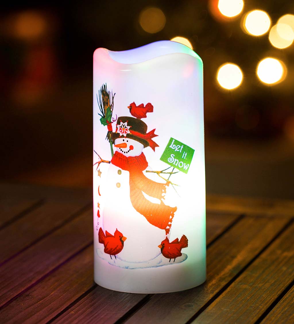 LED Snowman Projector Candle