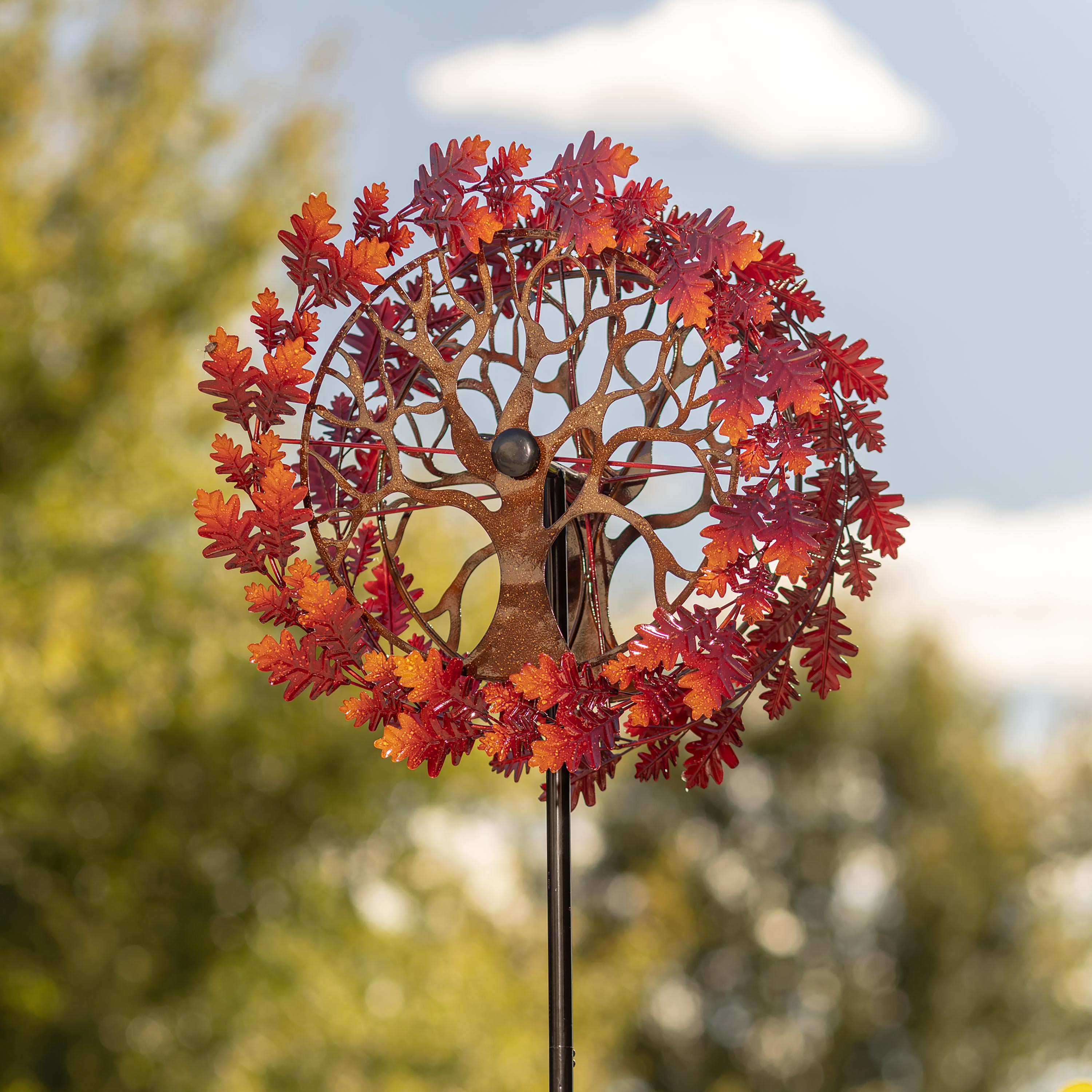Oak Leaves Tree of Life Metal Wind Spinner