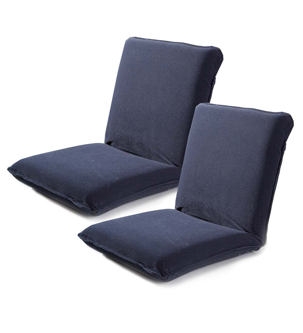 Multiangle Floor Chairs with Adjustable Back, Set of 2 - Navy