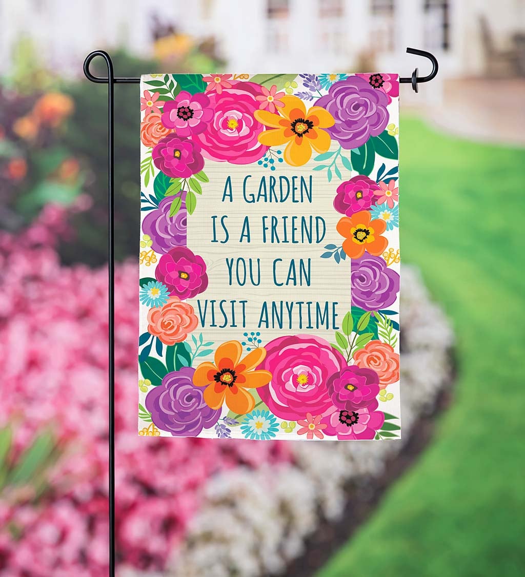 "A Garden Is A Friend" Applique Garden Flag