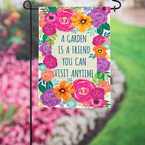 "A Garden Is A Friend" Applique Garden Flag