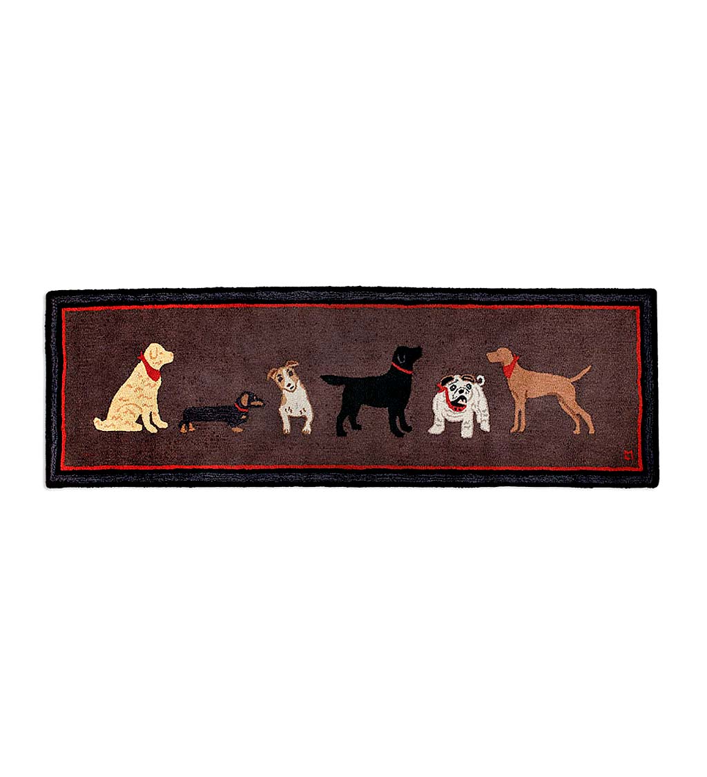 All Dogs Hand-Hooked Wool Hearth Runner, 1' x 6'