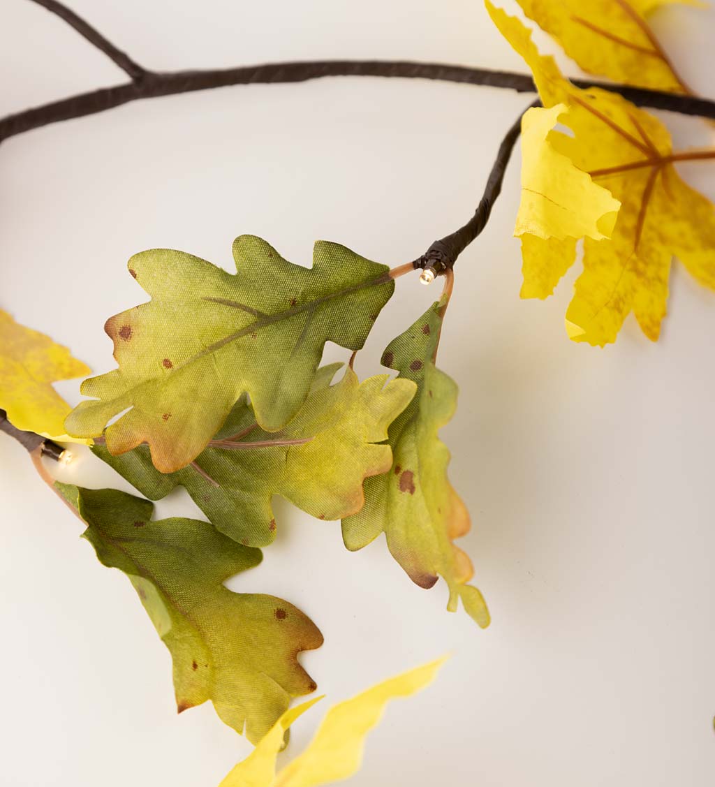 Indoor/Outdoor Lighted Mixed Oak Leaf Garland