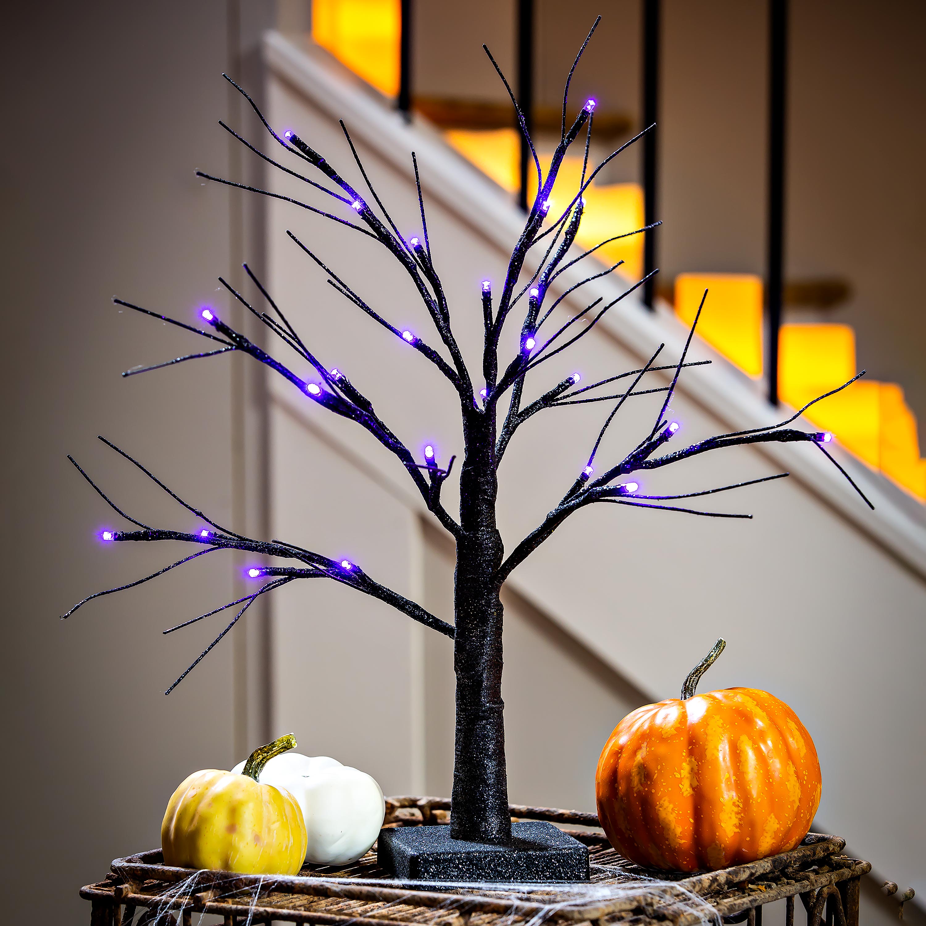 Tabletop Halloween Tree with Purple LED Lights
