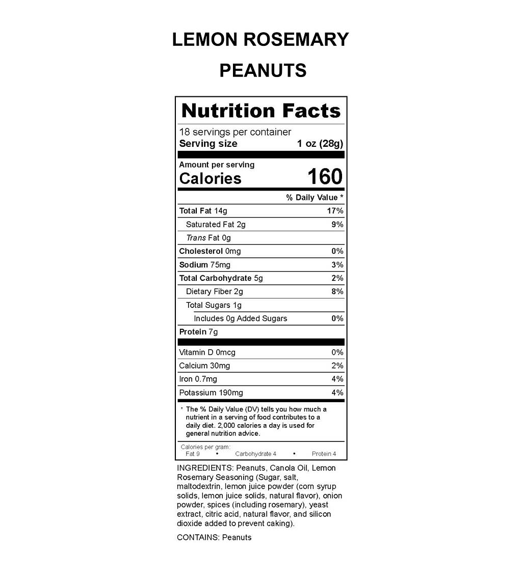 Lemon Rosemary Extra-Large Virginia Peanuts, 18 oz. Resealable Tin
