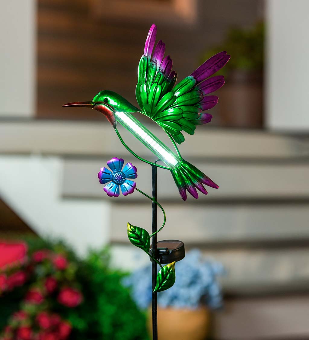 Solar Lighted Hummingbird Garden Stake