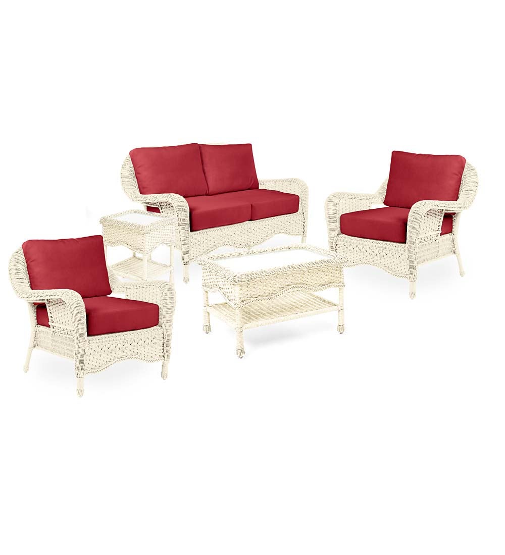 Prospect Hill Outdoor Wicker Deep Seating Love Seat Set with Cushions swatch image