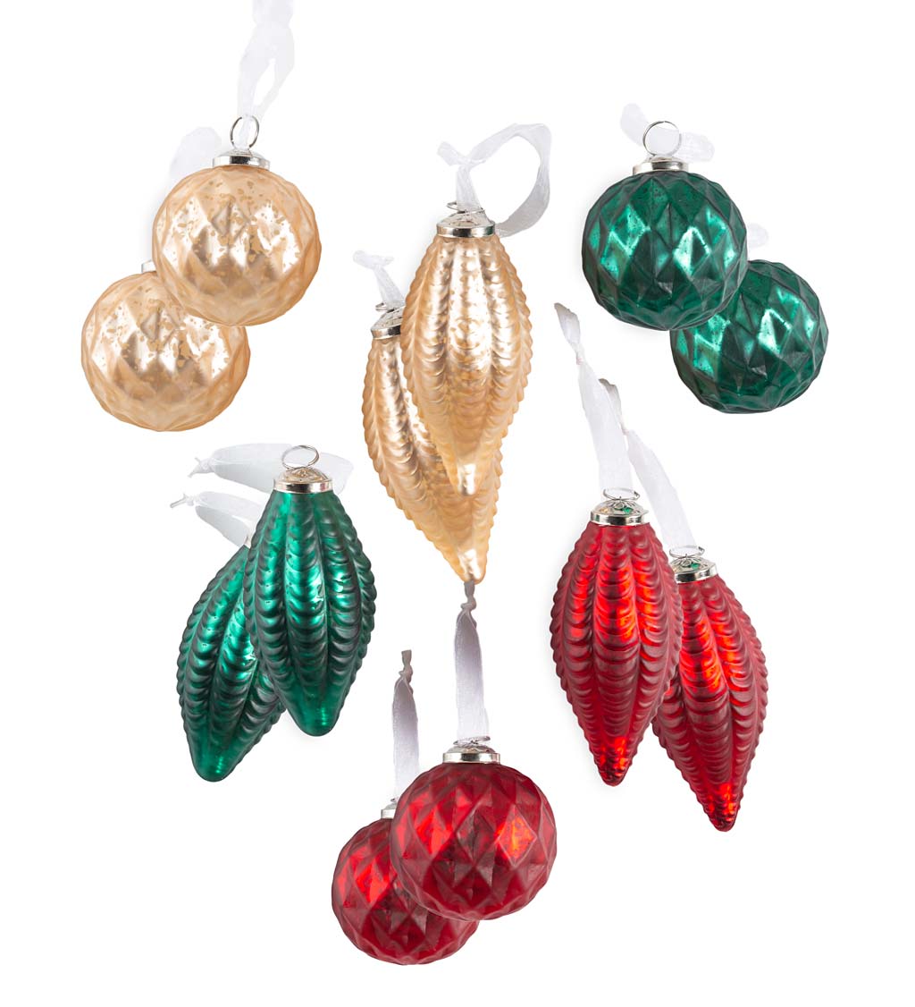 Oversized Glass Christmas Tree Ornaments, Set of 12 swatch image