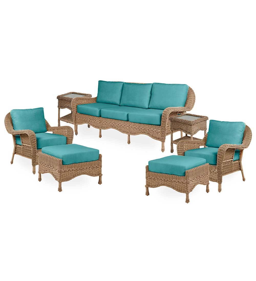 Prospect Hill Outdoor Wicker Deep Seating Sofa Set with Cushions swatch image