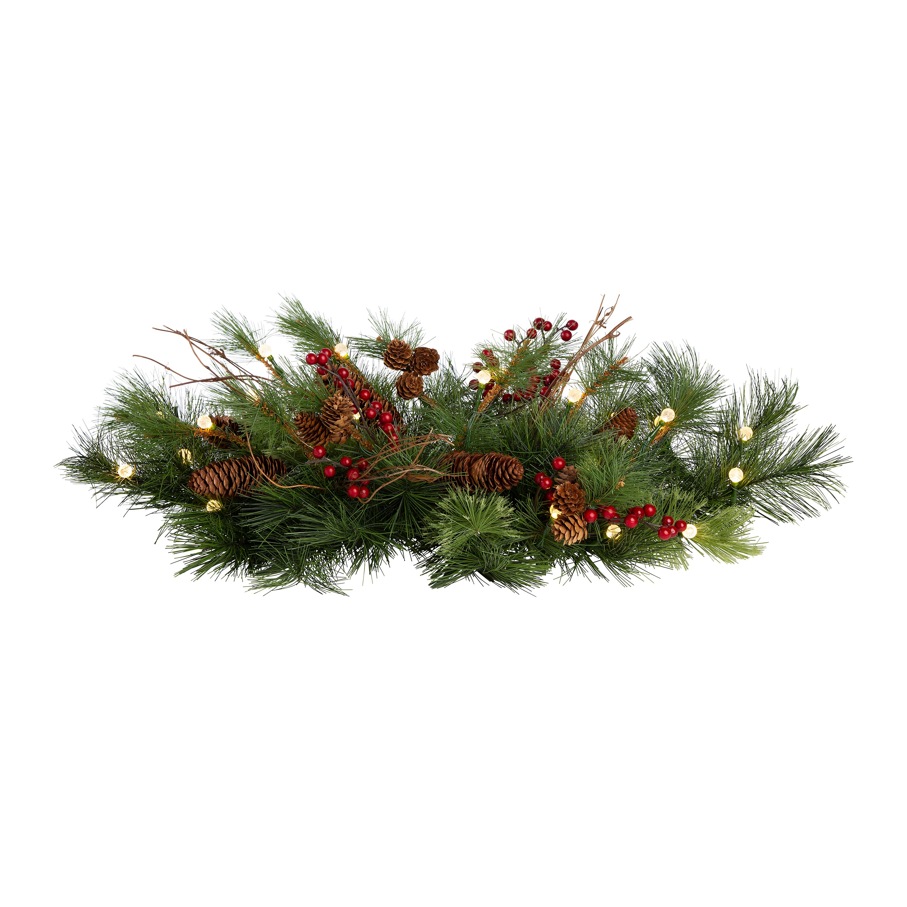 Indoor/Outdoor Blue Ridge Garland with Battery-Operated Dual-Function Lights