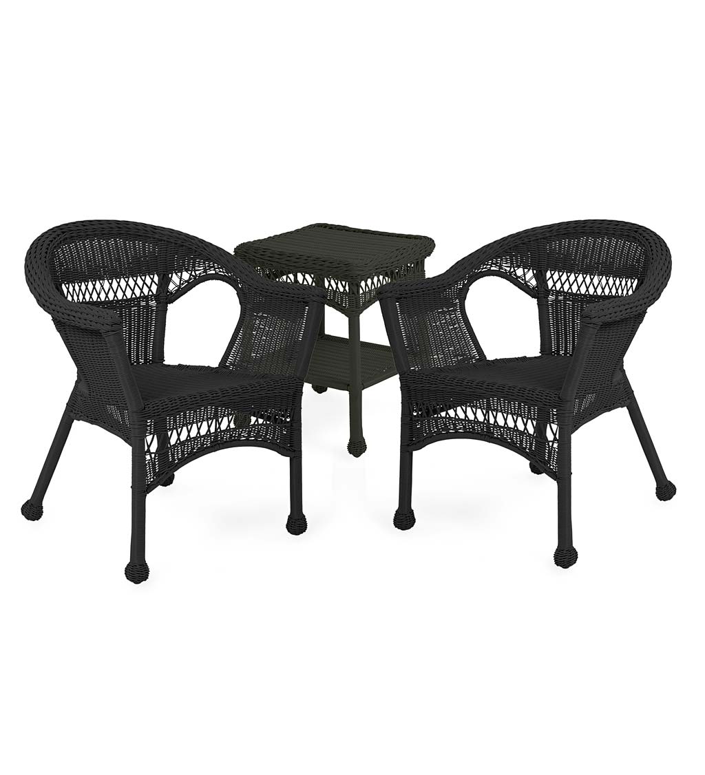 Easy Care Resin Wicker Furniture Set, Two Chairs and End Table