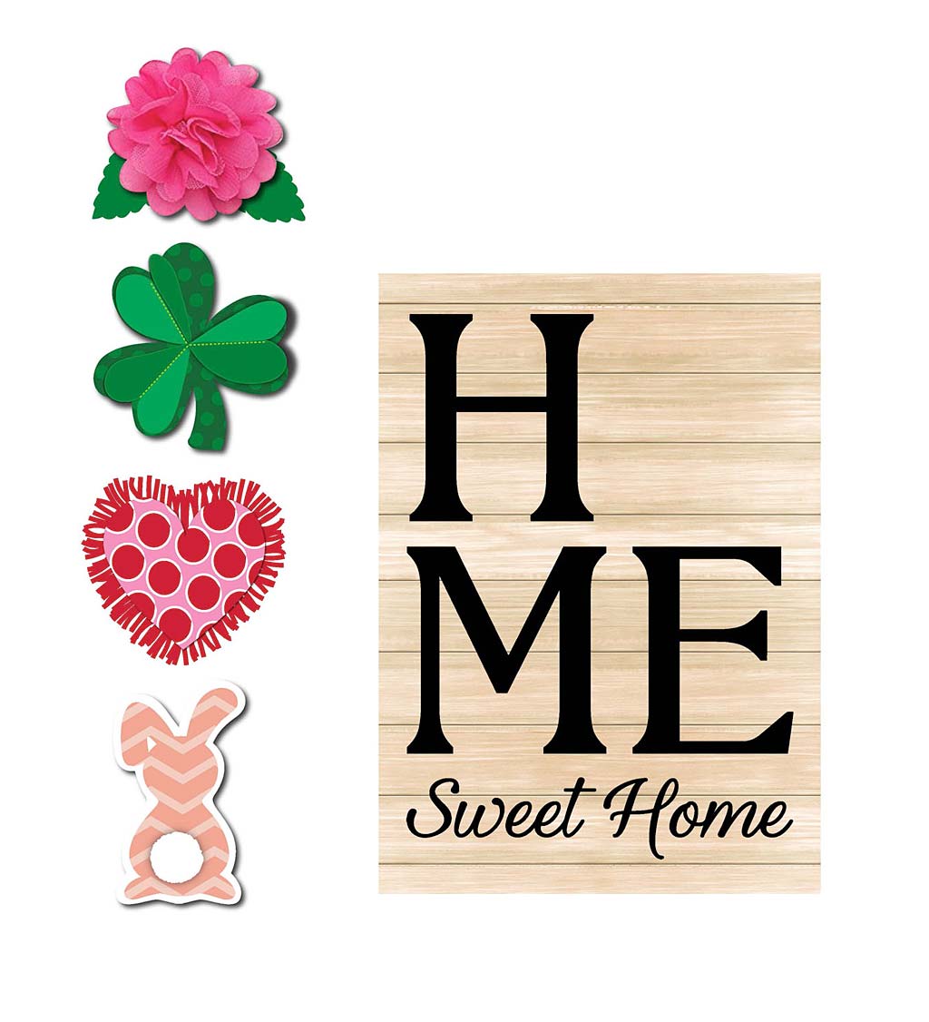 "Home Sweet Home" Garden Flag with Interchangeable Spring Icons