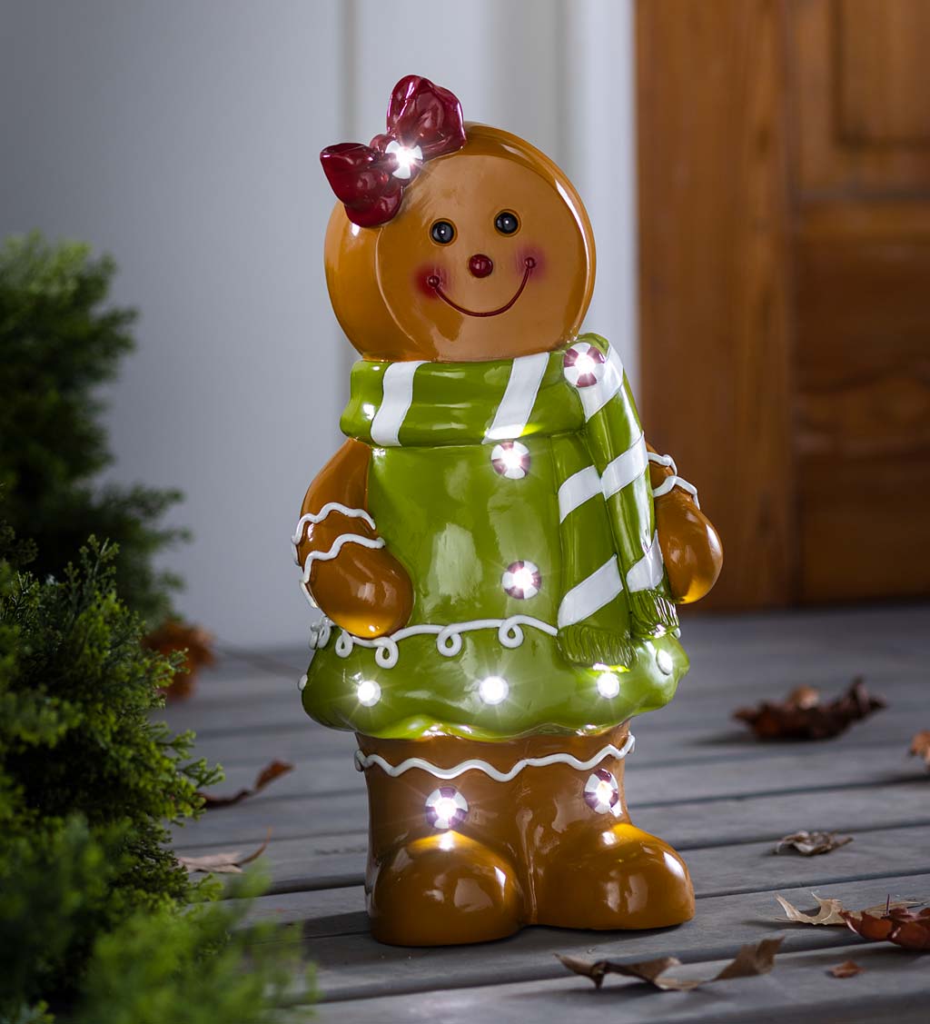 Indoor/Outdoor Lighted Gingerbread Girl Shorty Statue
