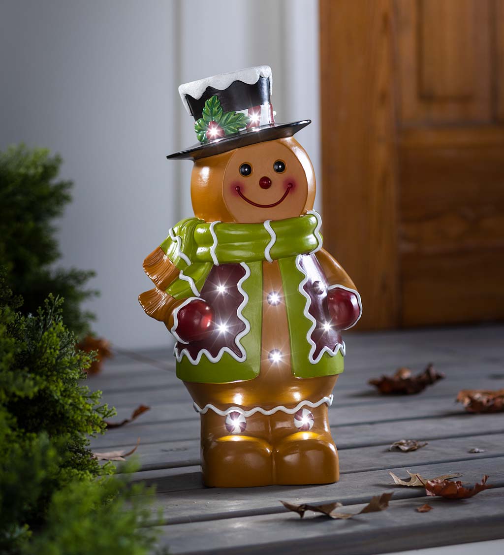 Indoor/Outdoor Lighted Gingerbread Boy Shorty Statue