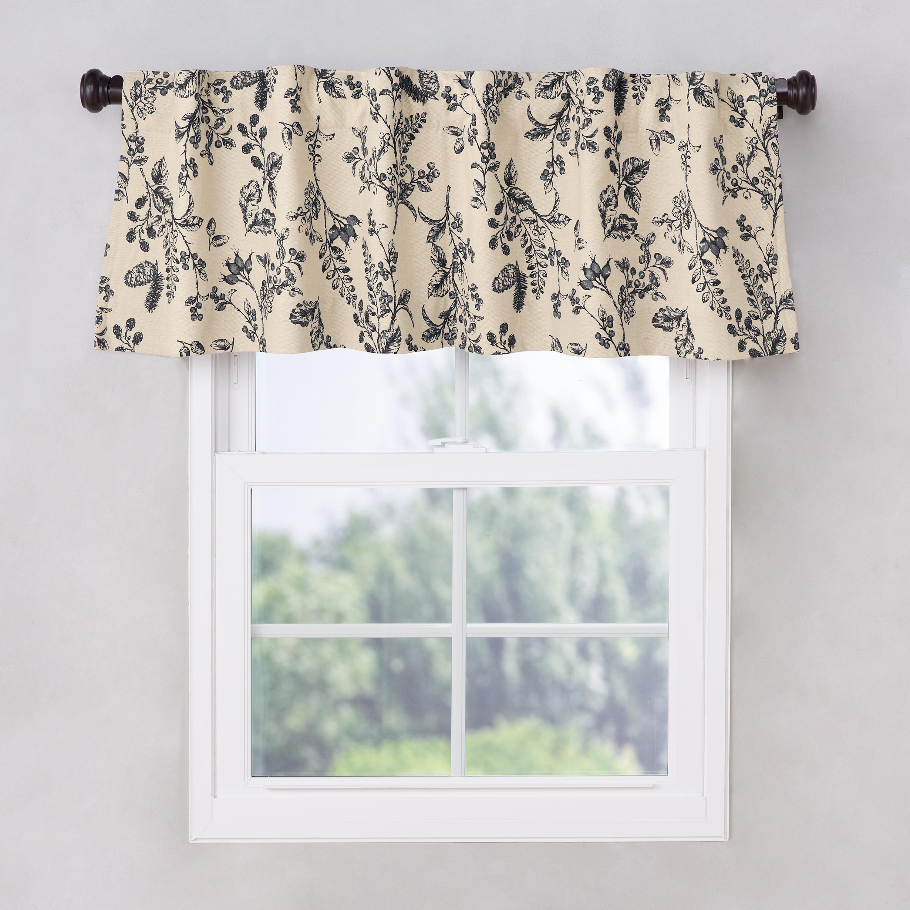Botanical Toile Insulated Double-Lined Valance, 42"W x 14"L