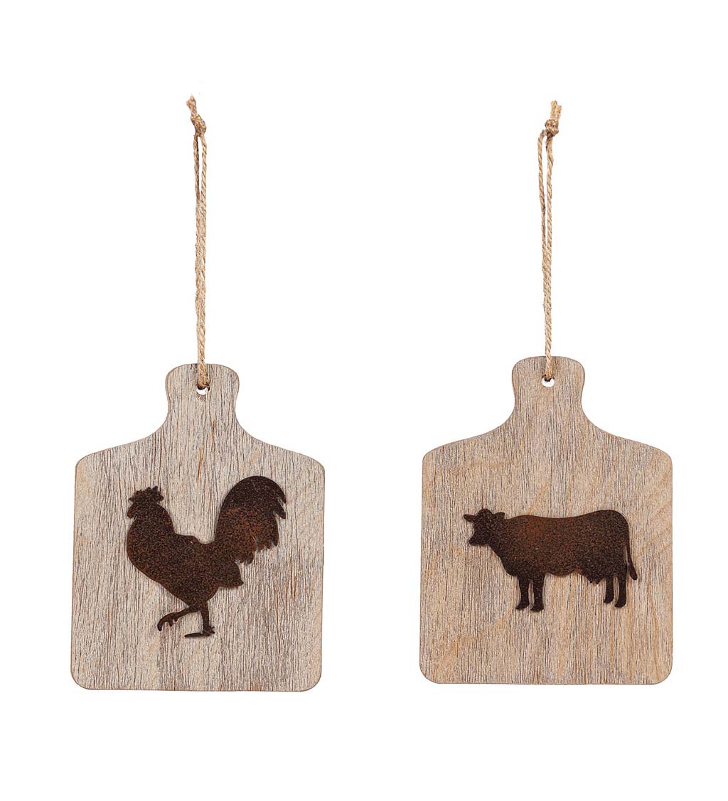 Wooden Cutting Board Christmas Tree Ornaments, Set of 2