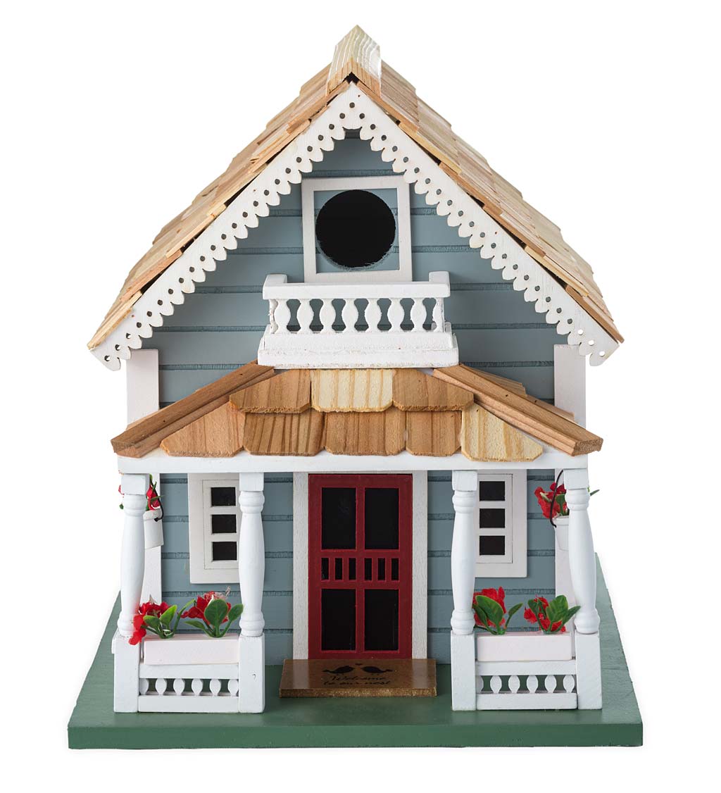 Welcome Home Wooden Birdhouse - Blue