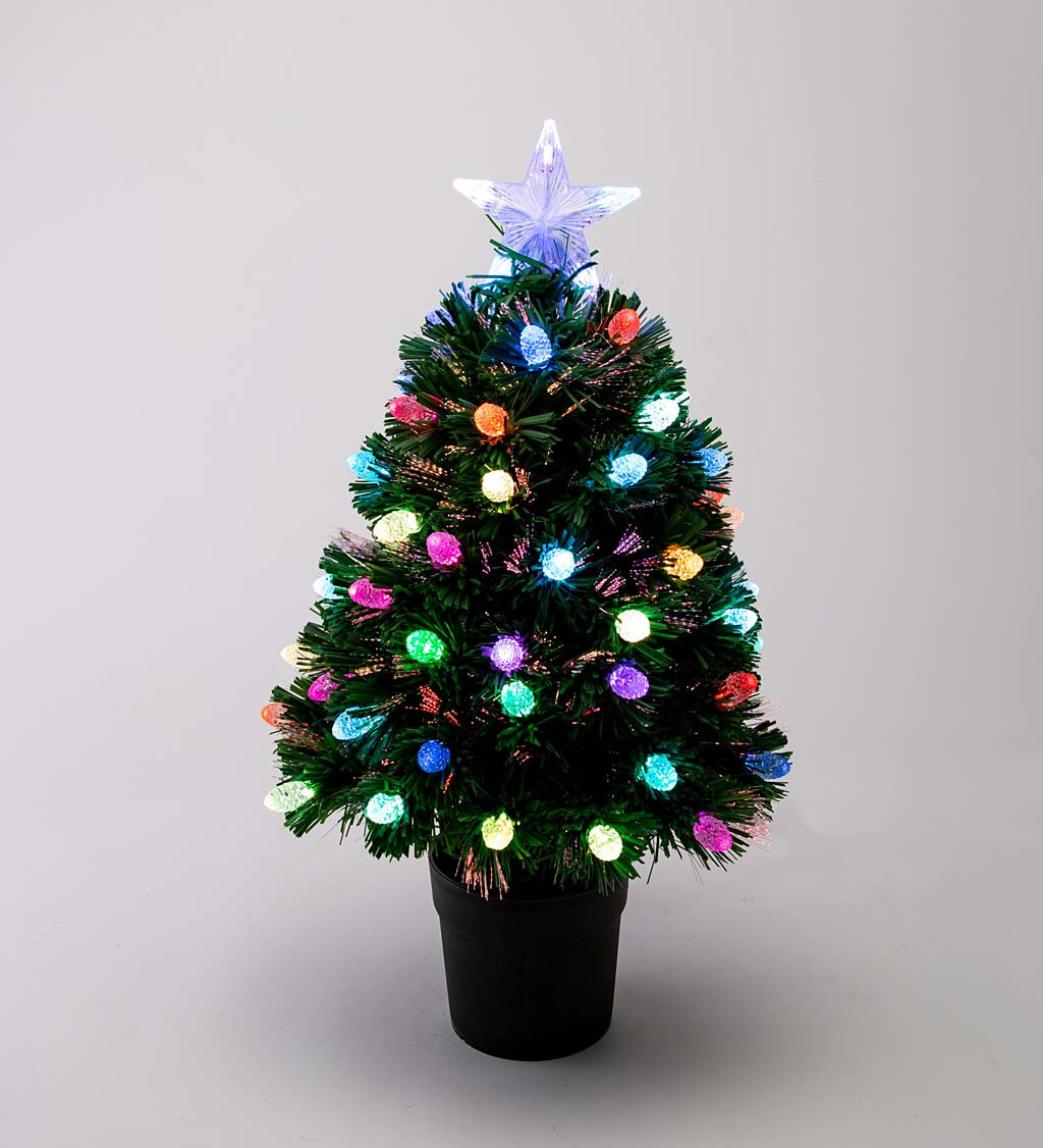 Fiber-Optic Color-Changing Tabletop Christmas Tree with 65 Lights, 2'H