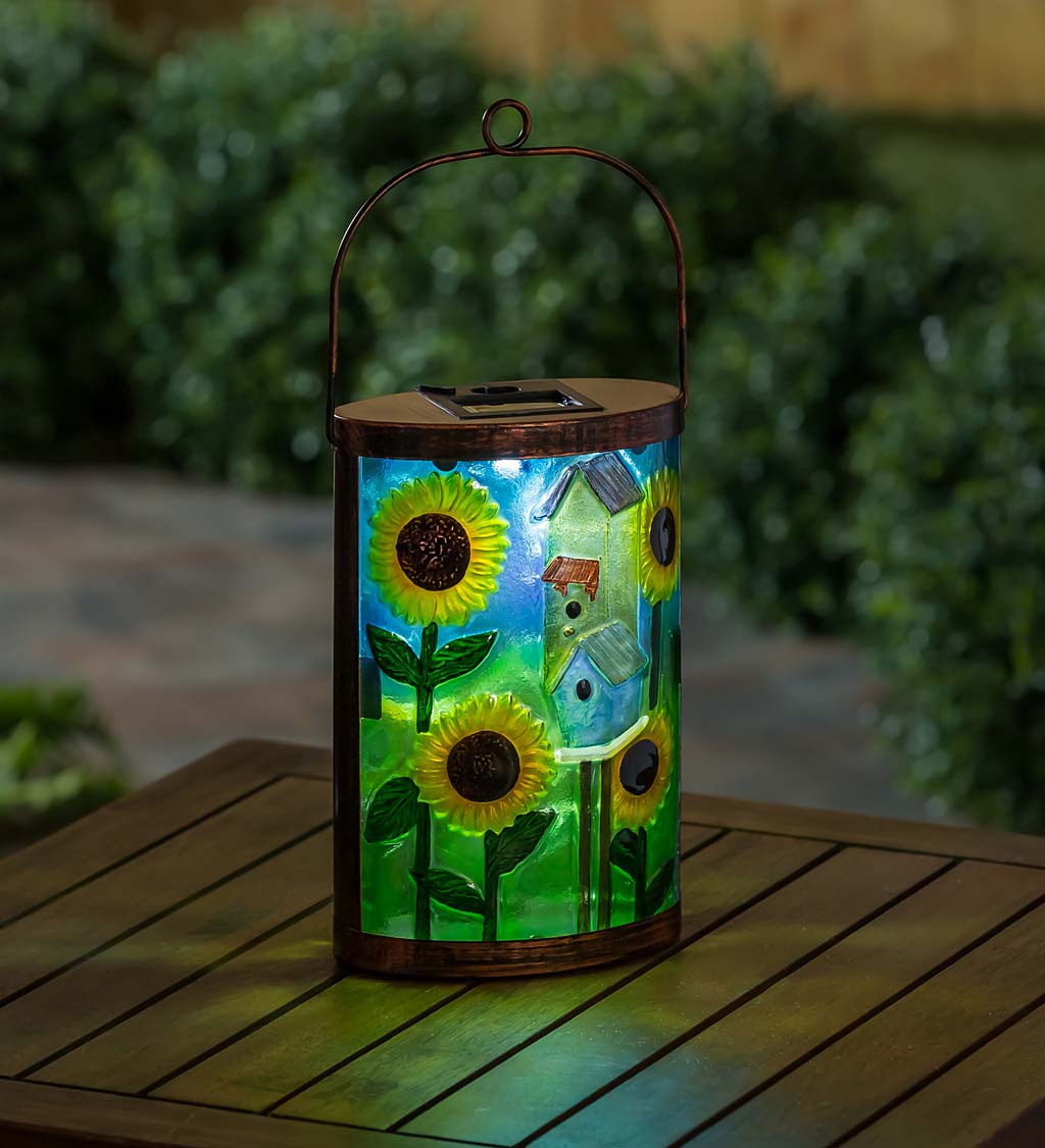 Hand-painted Glass Solar Lantern